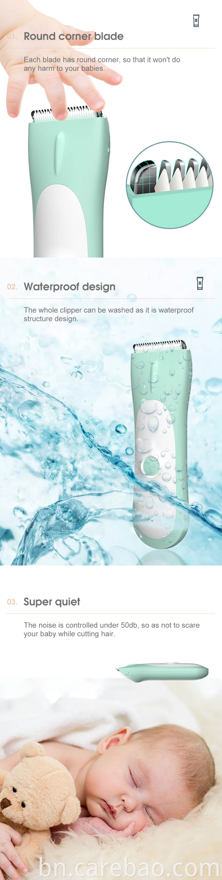 Waterproof Electric Baby Hair Clipper